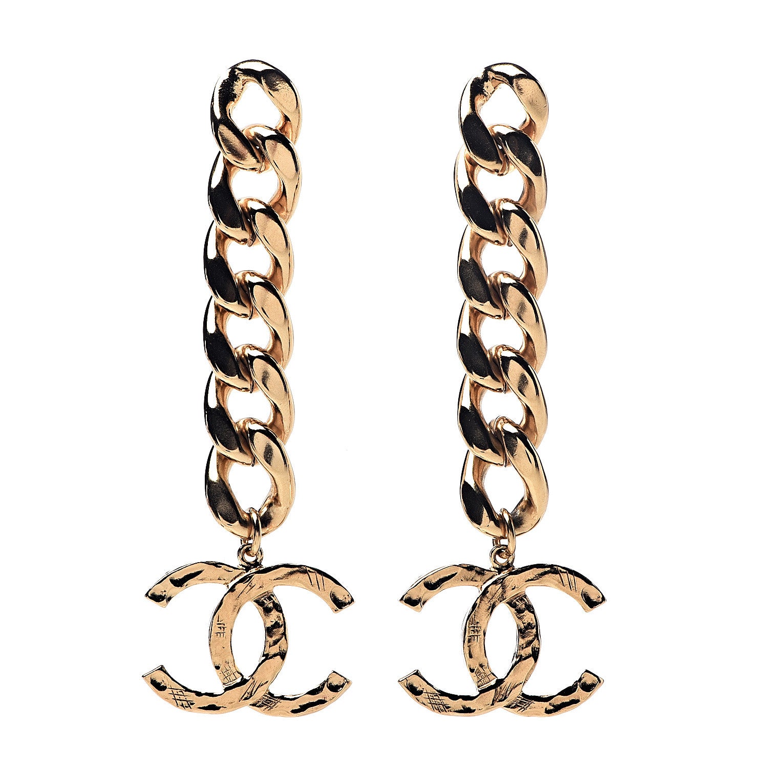 Chanel Metal CC Pick Drop Earrings Gold 1 of 5