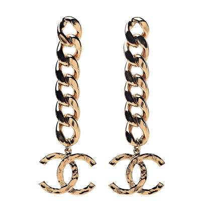 Chanel Metal CC Pick Drop Earrings Gold 1 of 5
