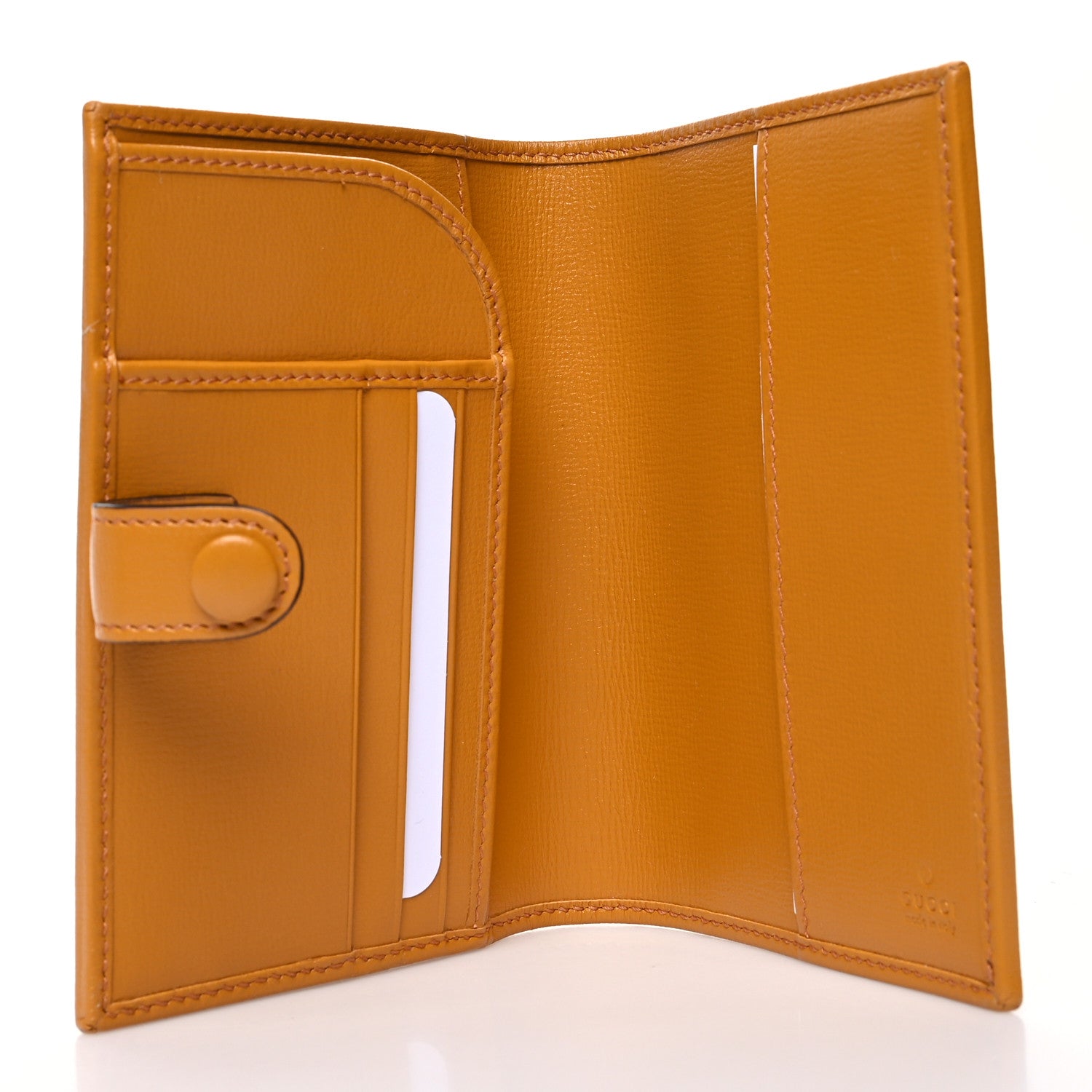 Gucci GG Supreme Monogram Textured Calfskin Retro Interlocking G Passport Case Beige Yellow 5 of 11