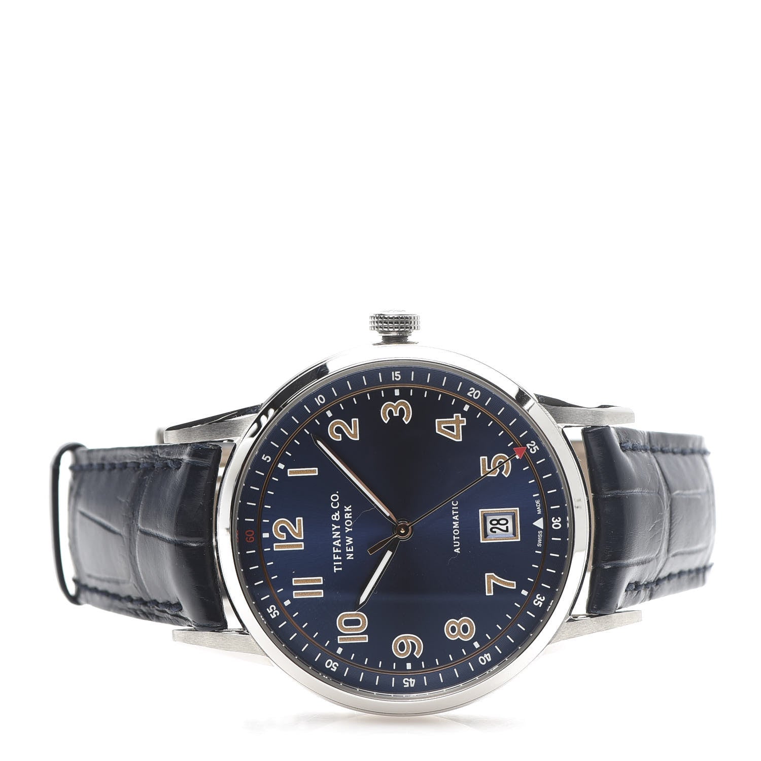 Tiffany Stainless Steel Alligator 40mm CT60 3-Hand Automatic Watch Blue 3 of 9