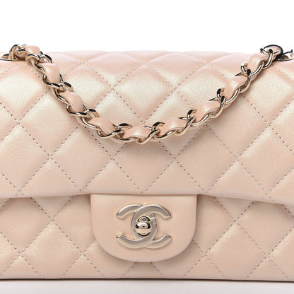 Chanel Iridescent Calfskin Quilted Mini Rectangular Flap Beige 10 of 11