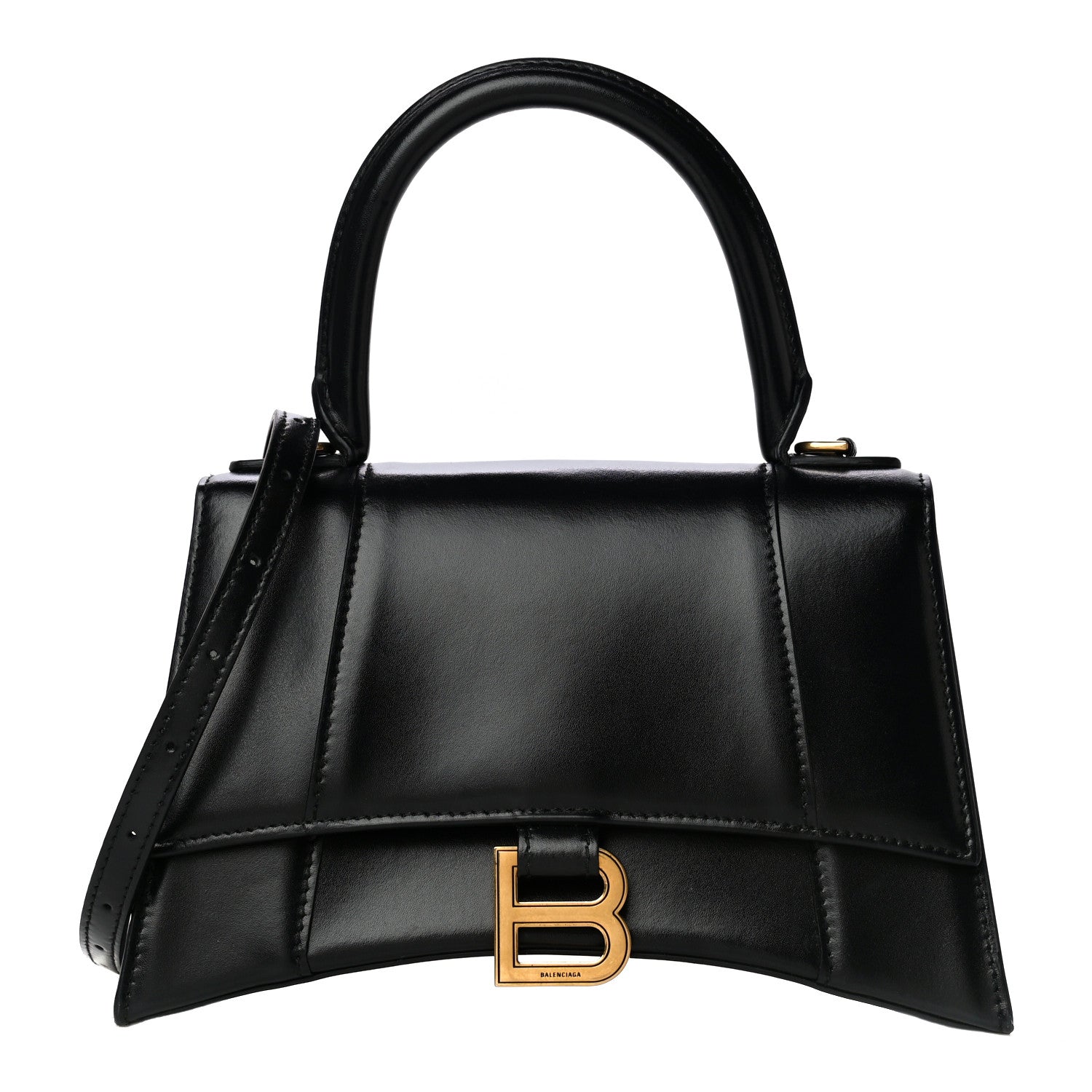 Balenciaga Shiny Box Calfskin Small Hourglass Top Handle Bag Black 1 of 24