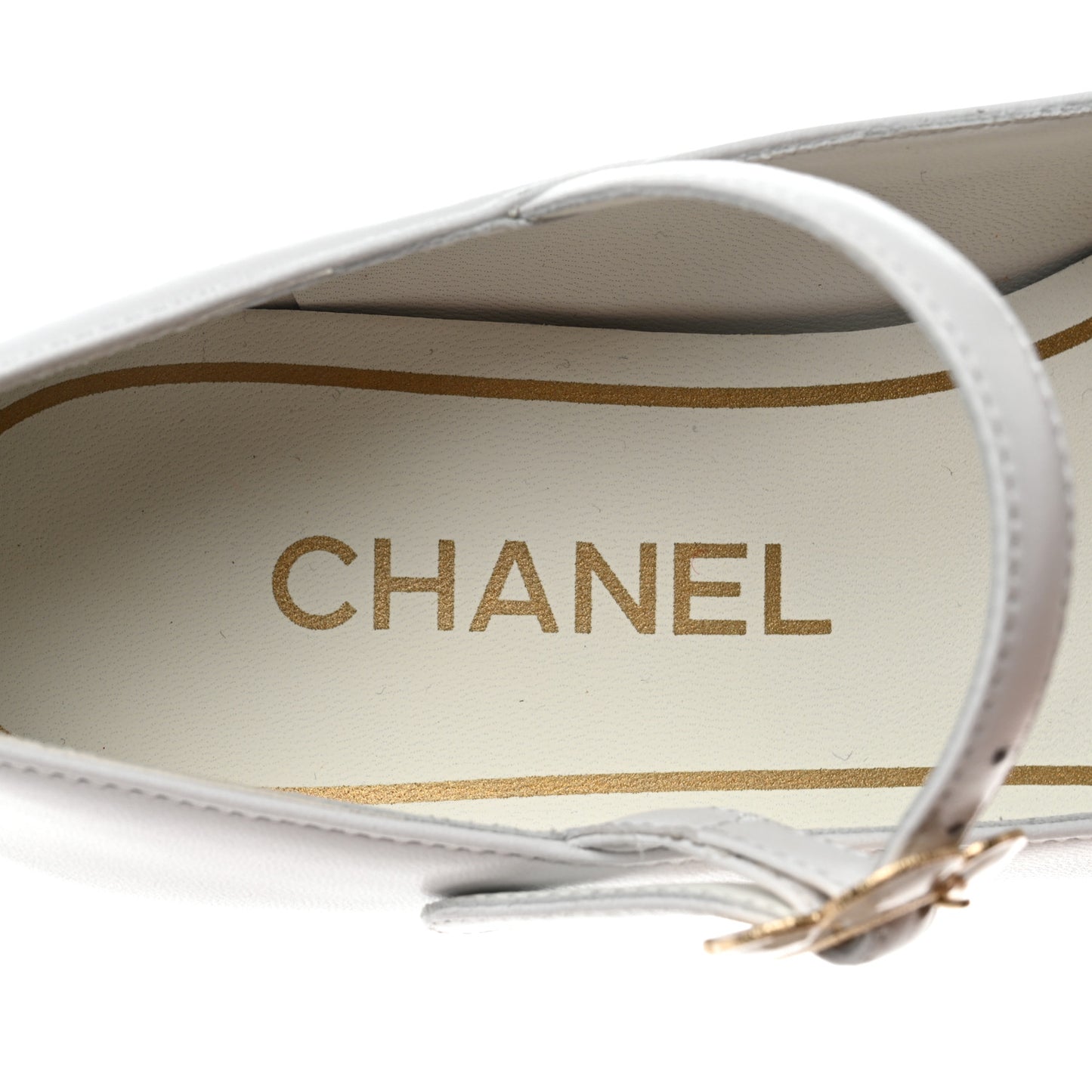 Patent Lambskin Mary Jane Flats 37.5 White Black