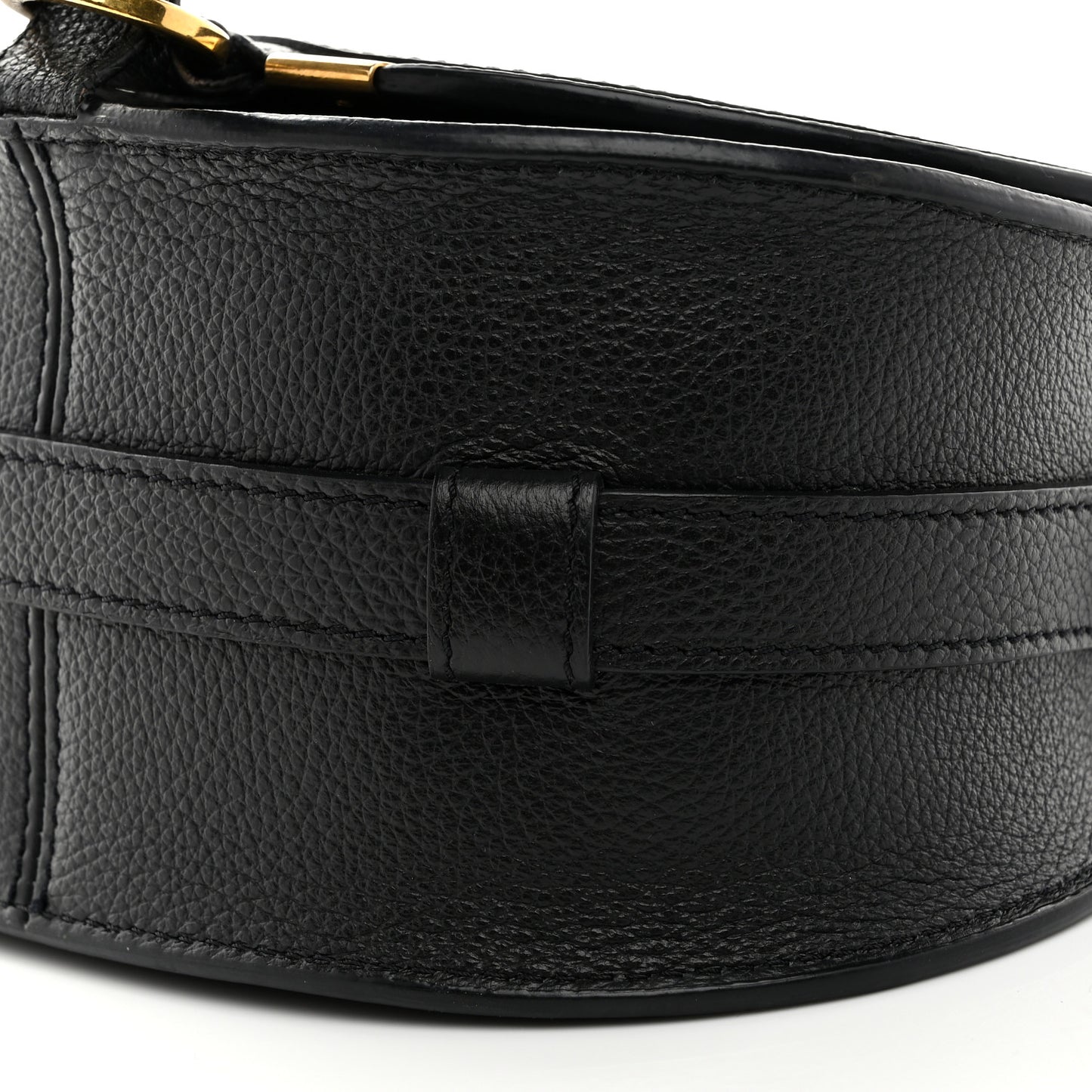 Grained Calfskin Small Marcie Saddle Bag Black