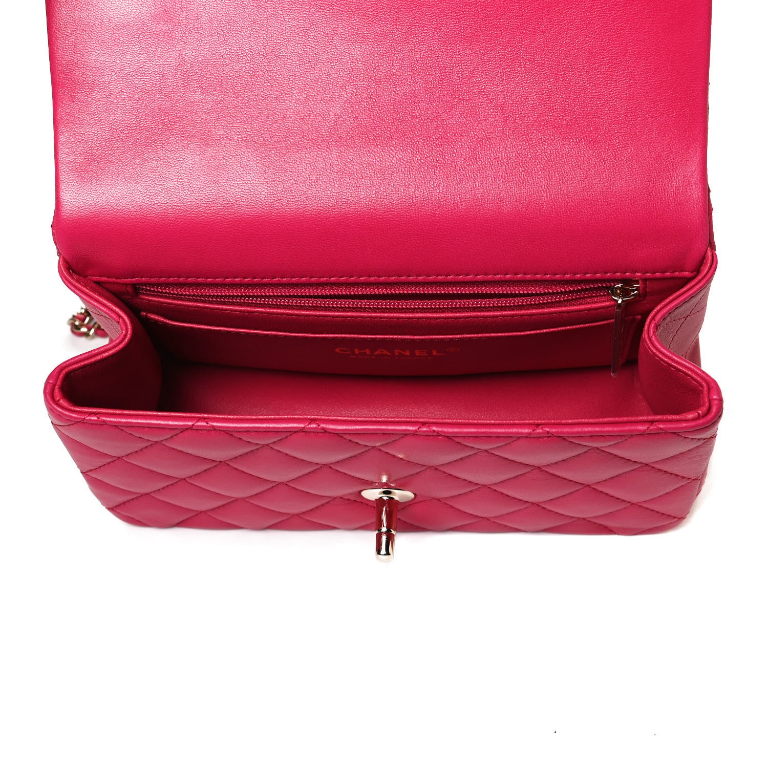 Chanel Lambskin Quilted Mini Top Handle Rectangular Flap Dark Pink 5 of 15