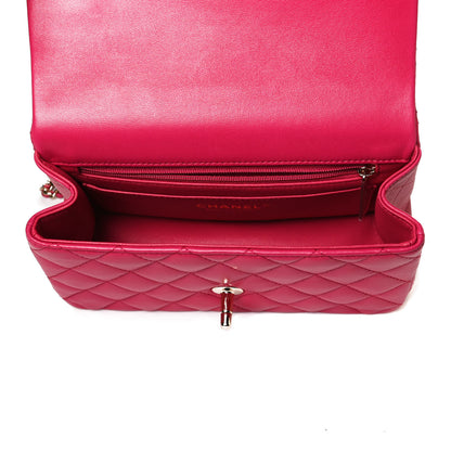 Chanel Lambskin Quilted Mini Top Handle Rectangular Flap Dark Pink 5 of 15