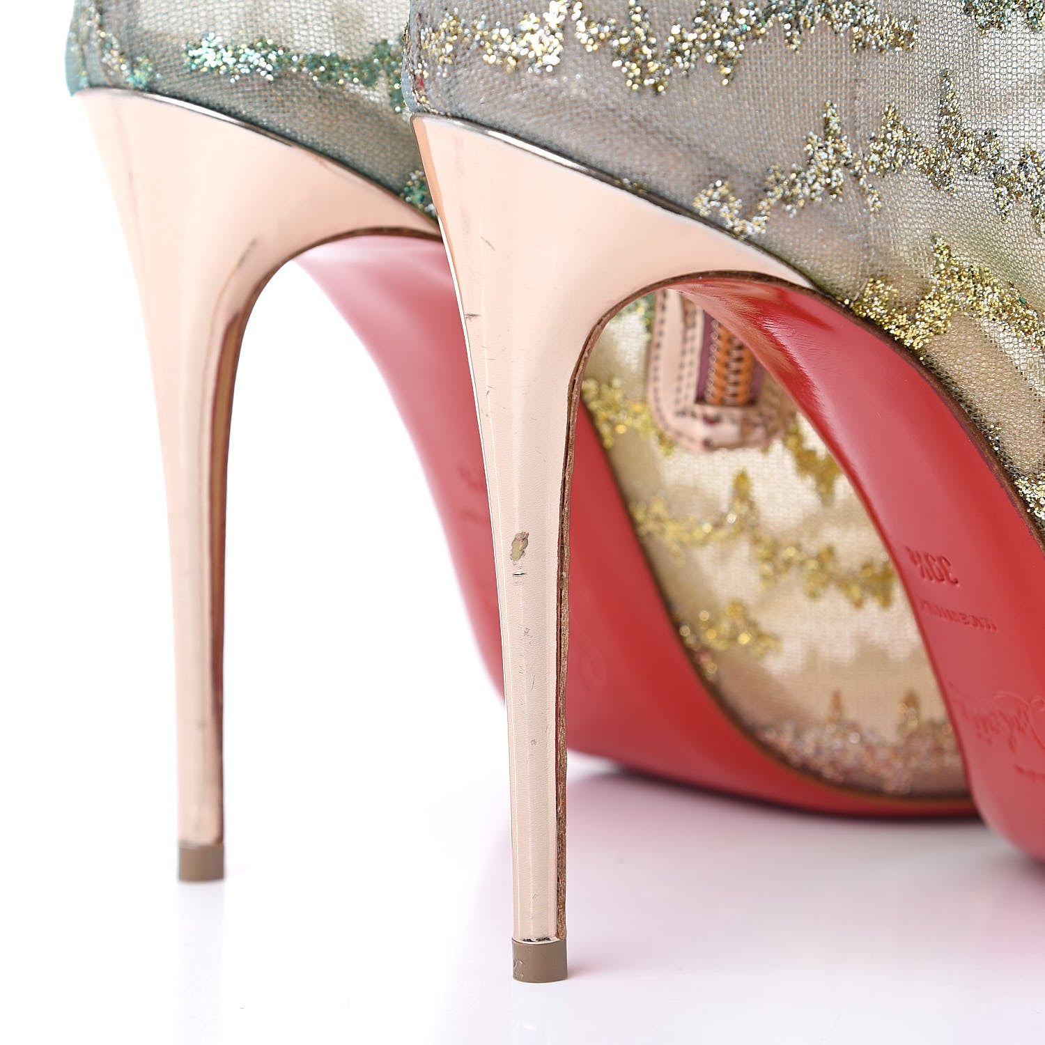 Christian Louboutin Rete Tulle Nancy Bootie 100 Ankle Boots 39.5 Multicolor Blush 9 of 10