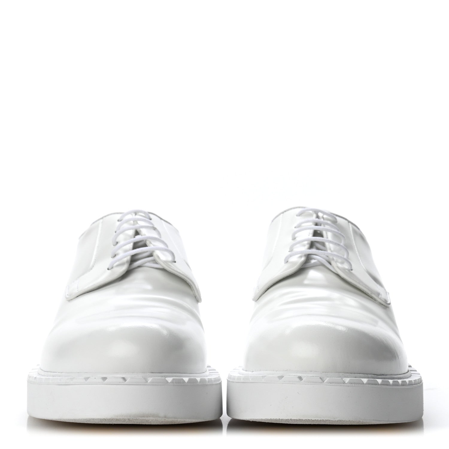 Prada Spazzolato Calzature Donna Triangle Logo 50mm Derby Loafers 38.5 White 38.5 White 3 of 10