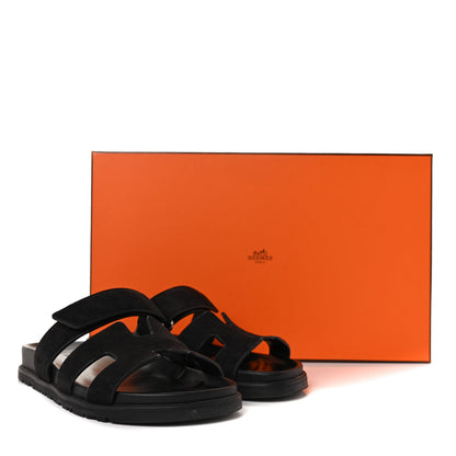 Hermes Suede Goatskin Womens Chypre Sandals 36.5 Black 9 of 9