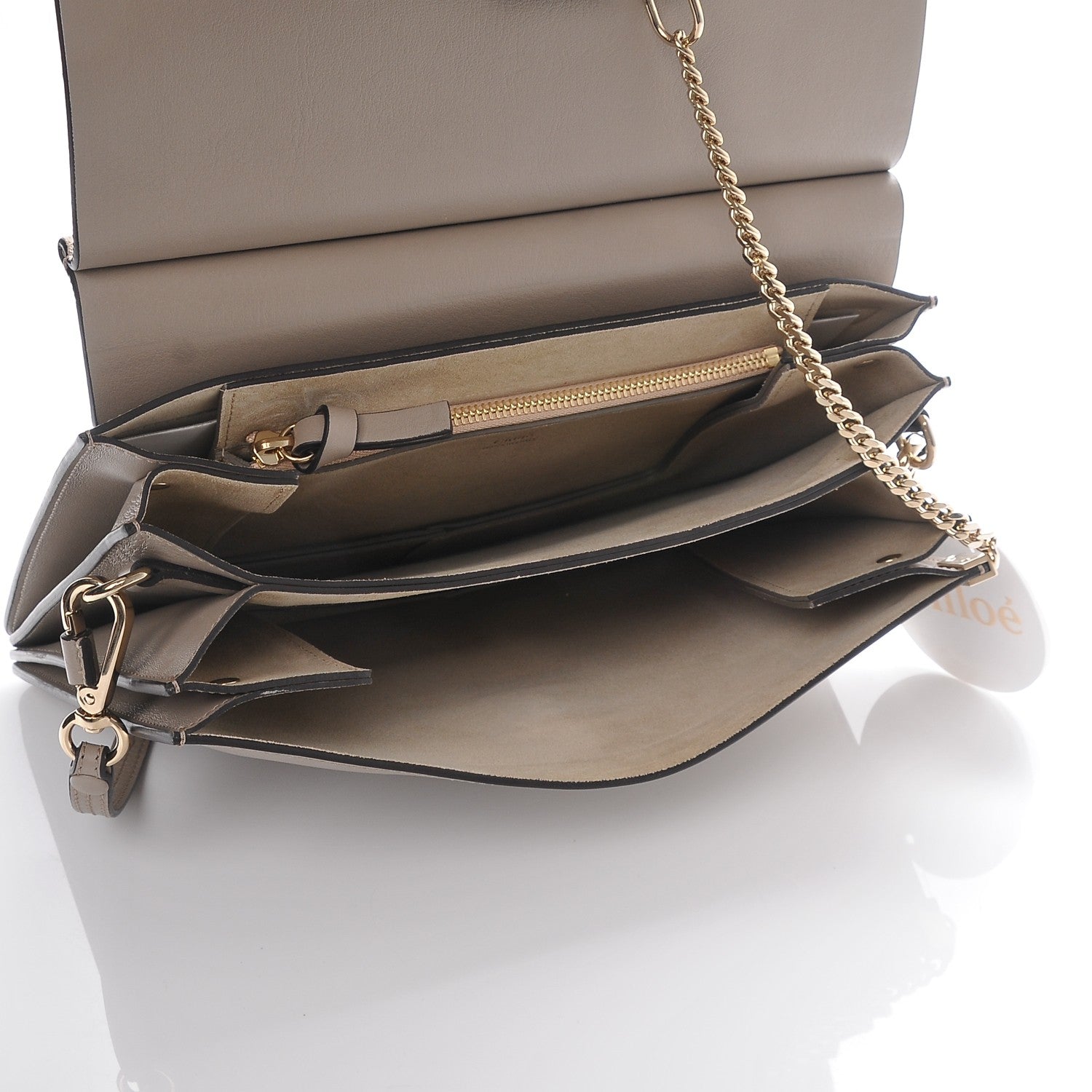 Chloe Calfskin Suede Medium Faye Shoulder Bag Motty Grey 5 of 6