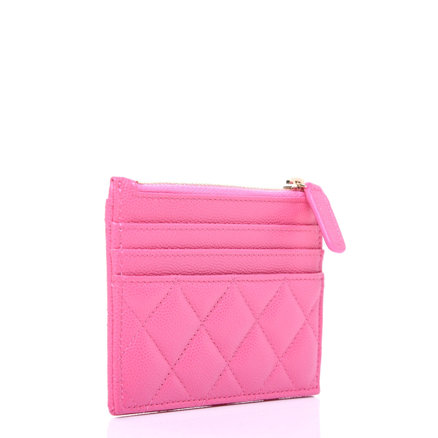 Caviar Quilted CC Zip Card Holder Pink