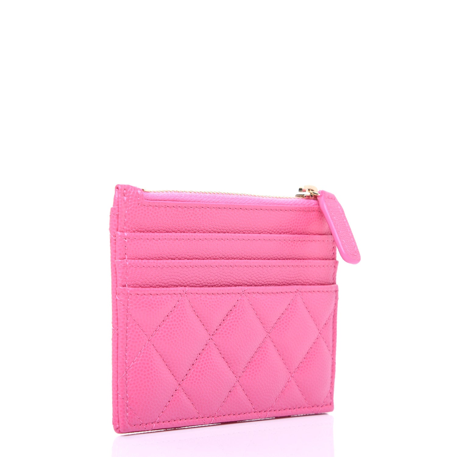 Chanel Caviar Quilted CC Zip Card Holder Pink 3 of 11