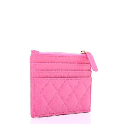Chanel Caviar Quilted CC Zip Card Holder Pink 3 of 11