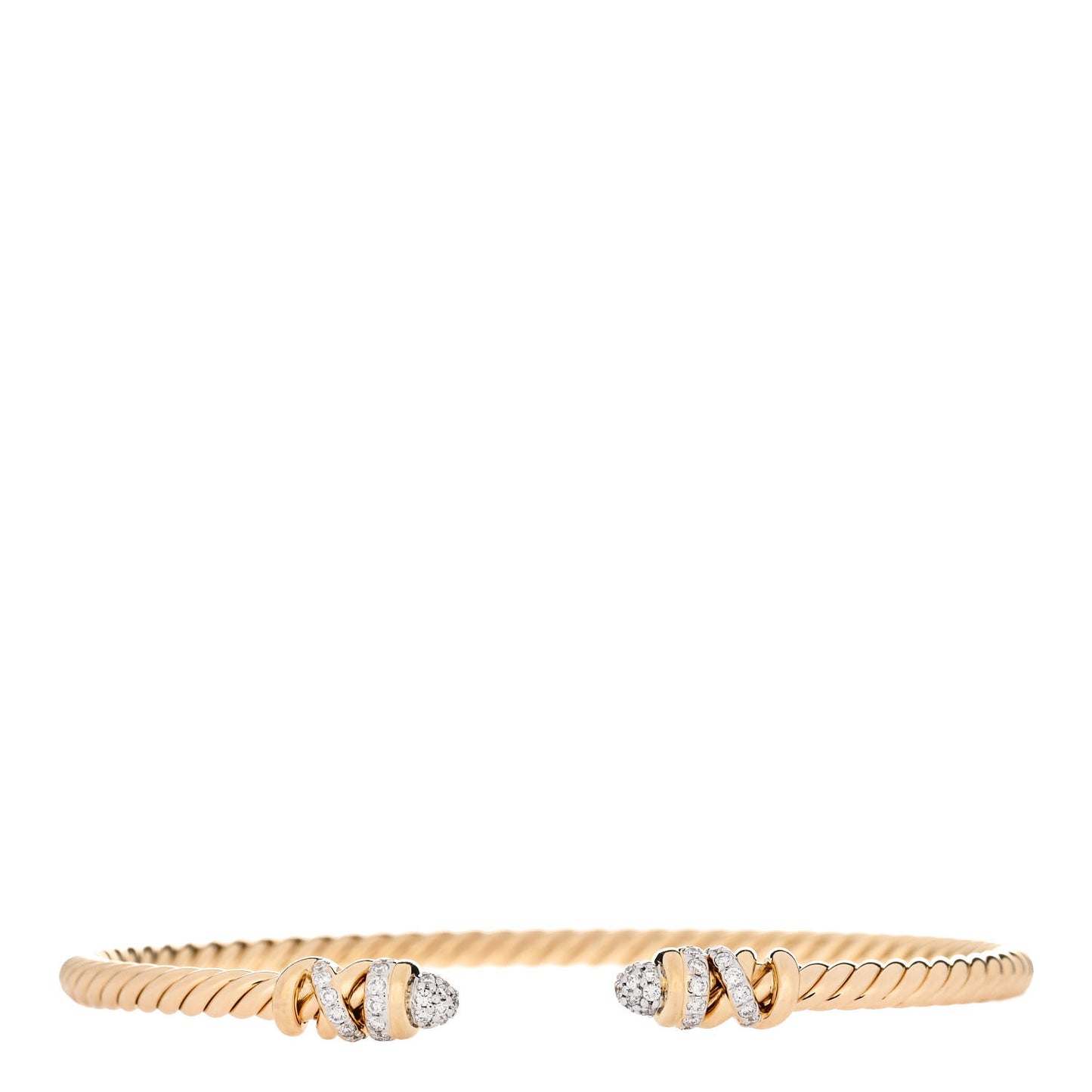 18K Yellow Gold Diamond 3mm Petite Helena Cuff Bracelet