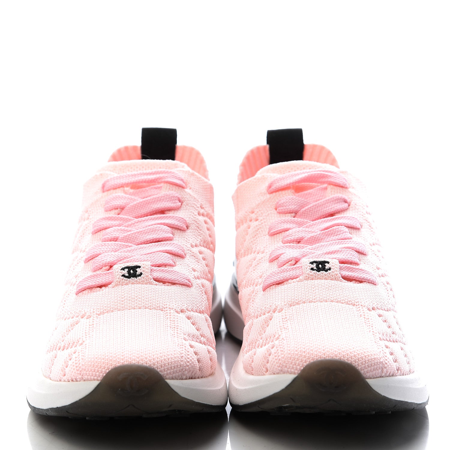 Chanel Mixed Fibers Quilted Womens CC Sneakers 35 Pink 3 of 8