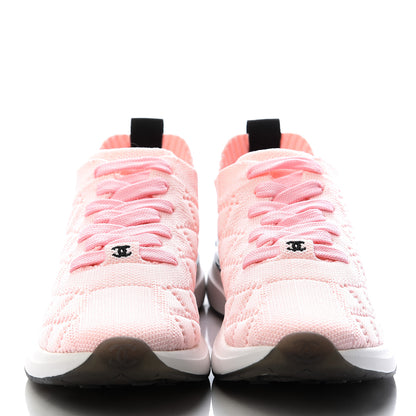 Chanel Mixed Fibers Quilted Womens CC Sneakers 35 Pink 3 of 8