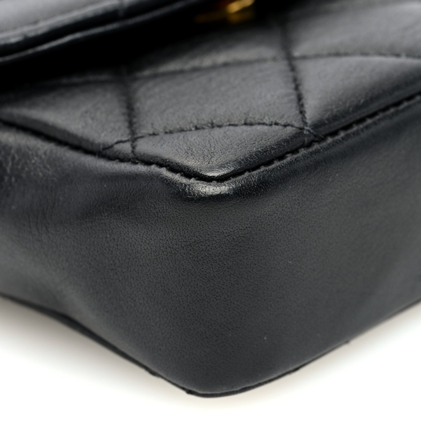 Lambskin Quilted Chain Mini Flap Belt Bag 75 30 Black