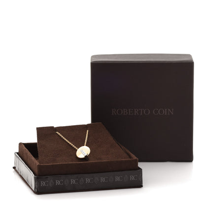 Roberto Coin 18K Yellow Gold White Gold Diamond Disc Pendant Necklace 6 of 6