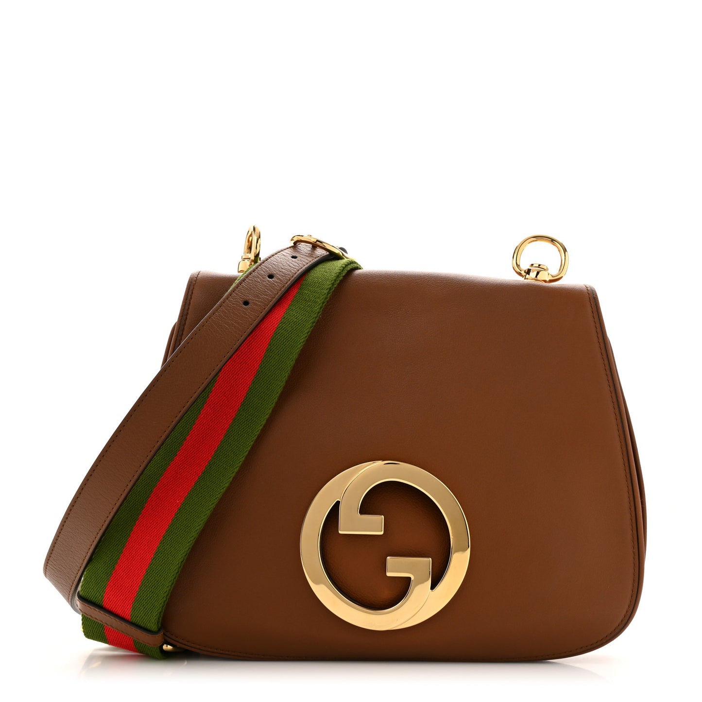 Roxy Calfskin Web Medium Blondie Shoulder Flap Bag Cuir