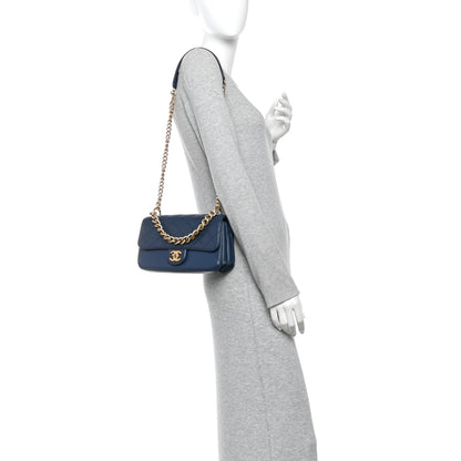 Chanel Glazed Calfskin Quilted Small Straight Lined Flap Blue 2 of 14