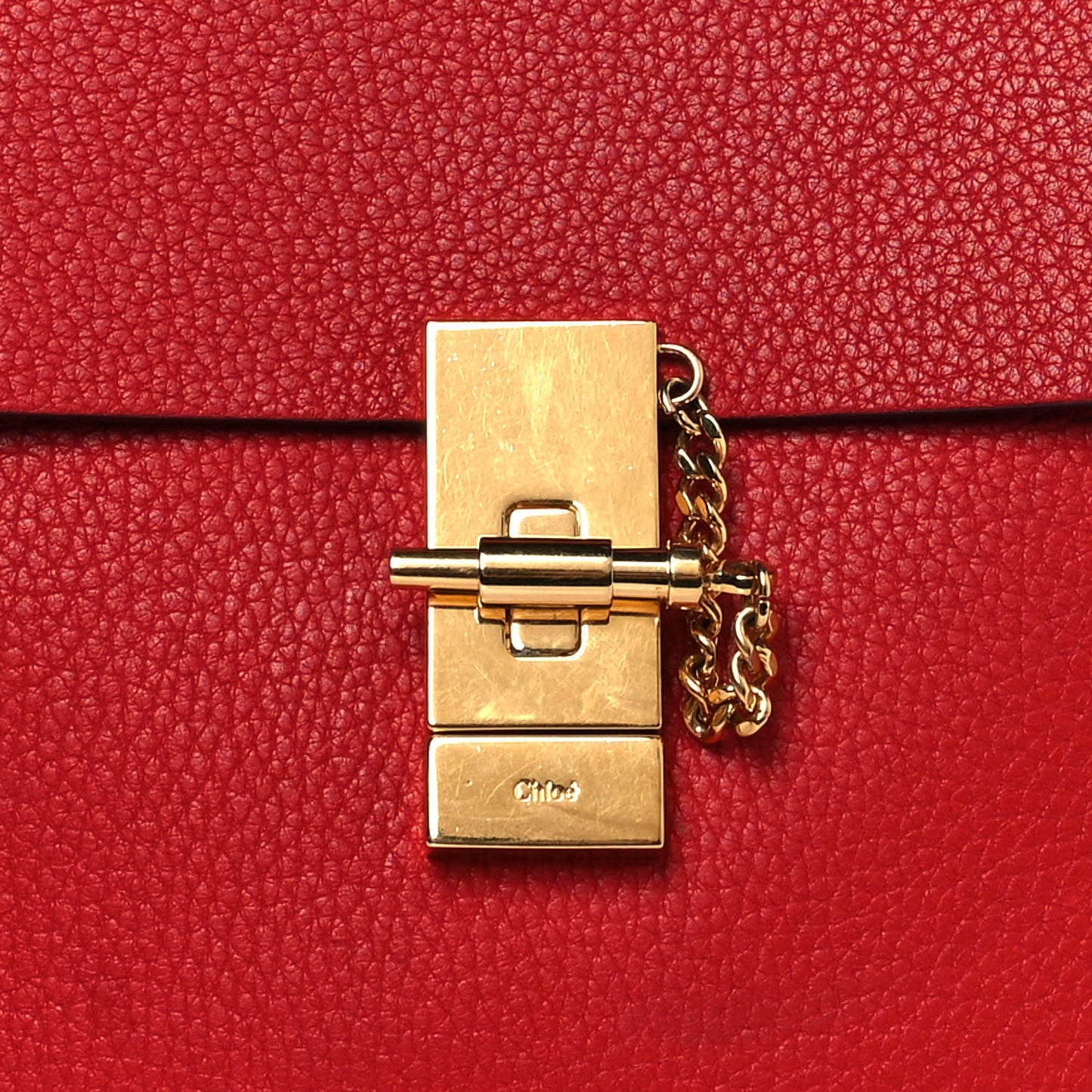 Grained Lambskin Drew Shoulder Bag Plaid Red