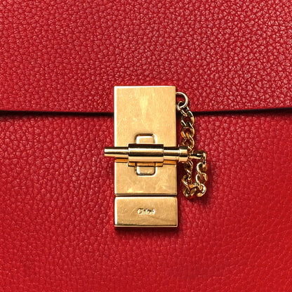 Chloe Grained Lambskin Drew Shoulder Bag Plaid Red 7 of 12