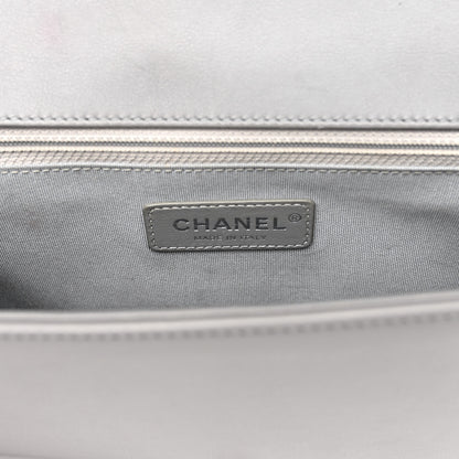 Chanel Lambskin Chevron Quilted New Medium Boy Flap Grey 6 of 10