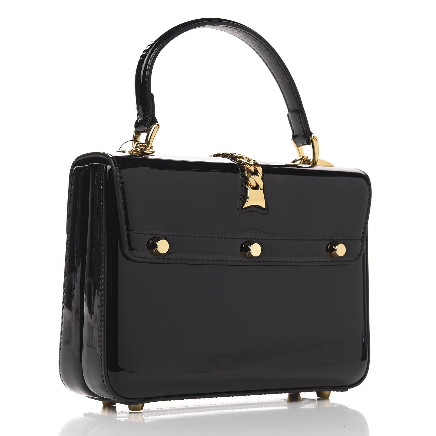 Gucci Mousse Top Patent Mini Sylvie 1969 Top Handle Bag Black 3 of 11