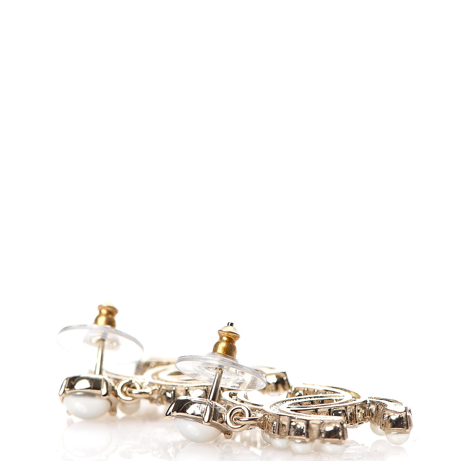 Chanel Crystal Pearl Dazzling Domino CC Drop Earrings Gold 3 of 5