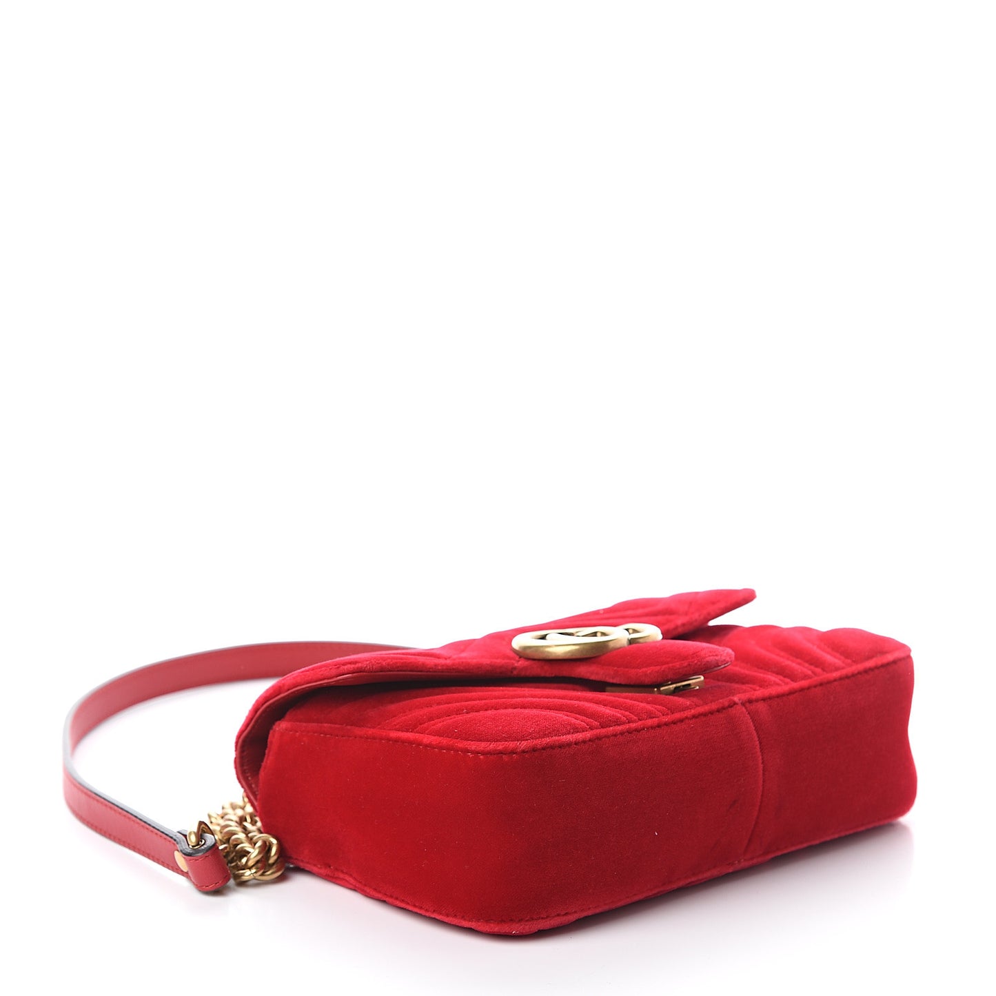 Velvet Matelasse Mini GG Marmont Shoulder Bag Hibiscus Red