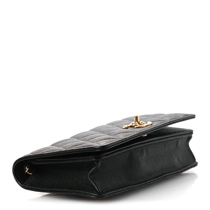 Chanel Caviar Quilted Camellia Clutch With Chain Black 4 of 13