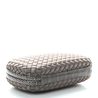Bottega Veneta Satin Ayers Intrecciato Chain Knot Clutch Ardoise 4 of 6