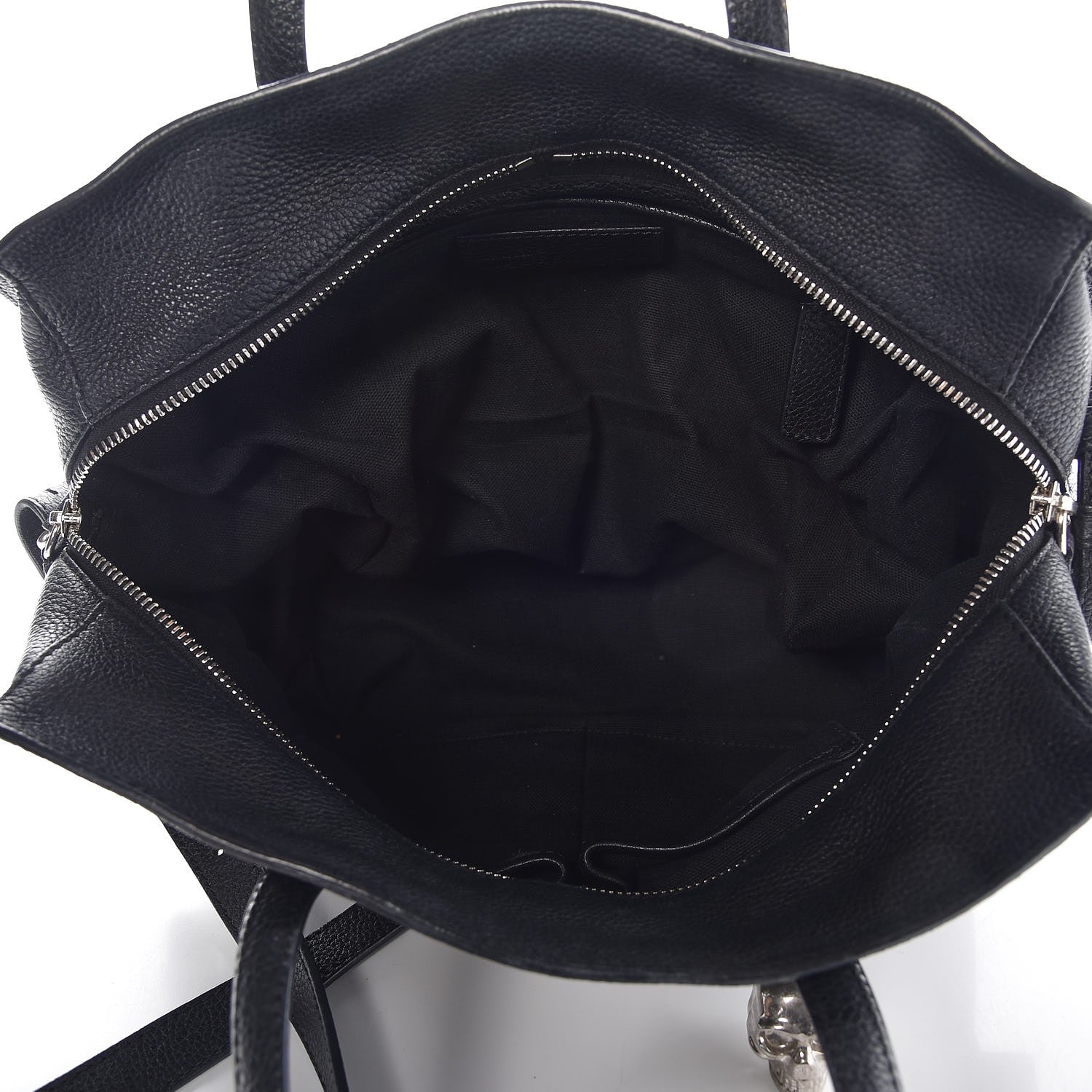 Alexander McQueen Pebbled Calfskin Small Skull Padlock Zip Around Tote Black 6 of 15
