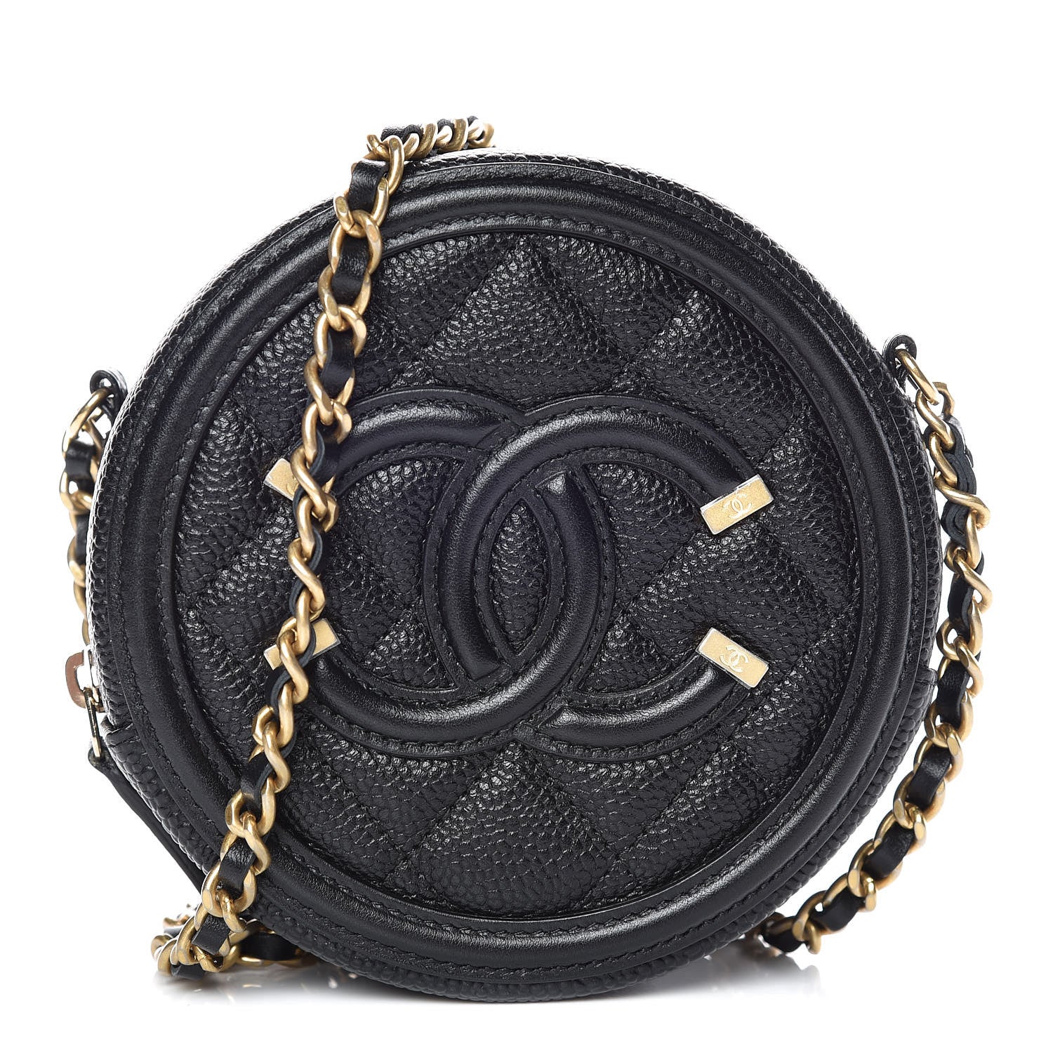 Chanel Caviar Quilted Round Filigree Crossbody Black 1 of 8