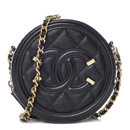 Chanel Caviar Quilted Round Filigree Crossbody Black 1 of 8