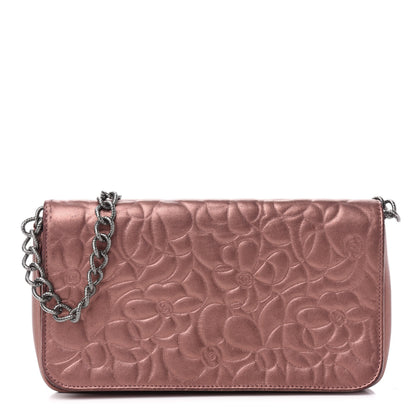 Chanel Metallic Lambskin Camellia Single Flap Bronze 1 of 10