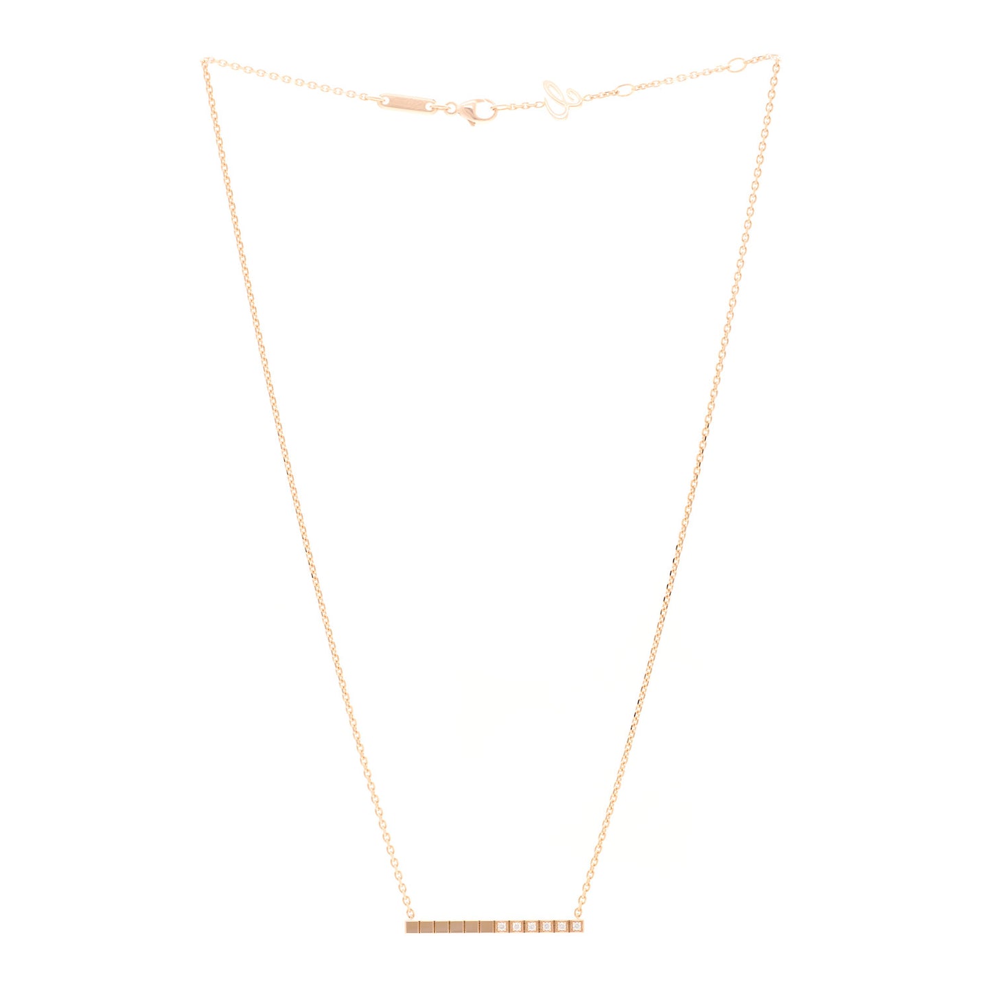 18K Rose Gold Diamond Ice Cube Pure Necklace