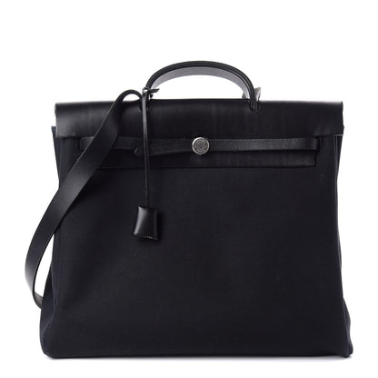 Hermes Toile Vache Calfskin Herbag 39 MM Black 1 of 14