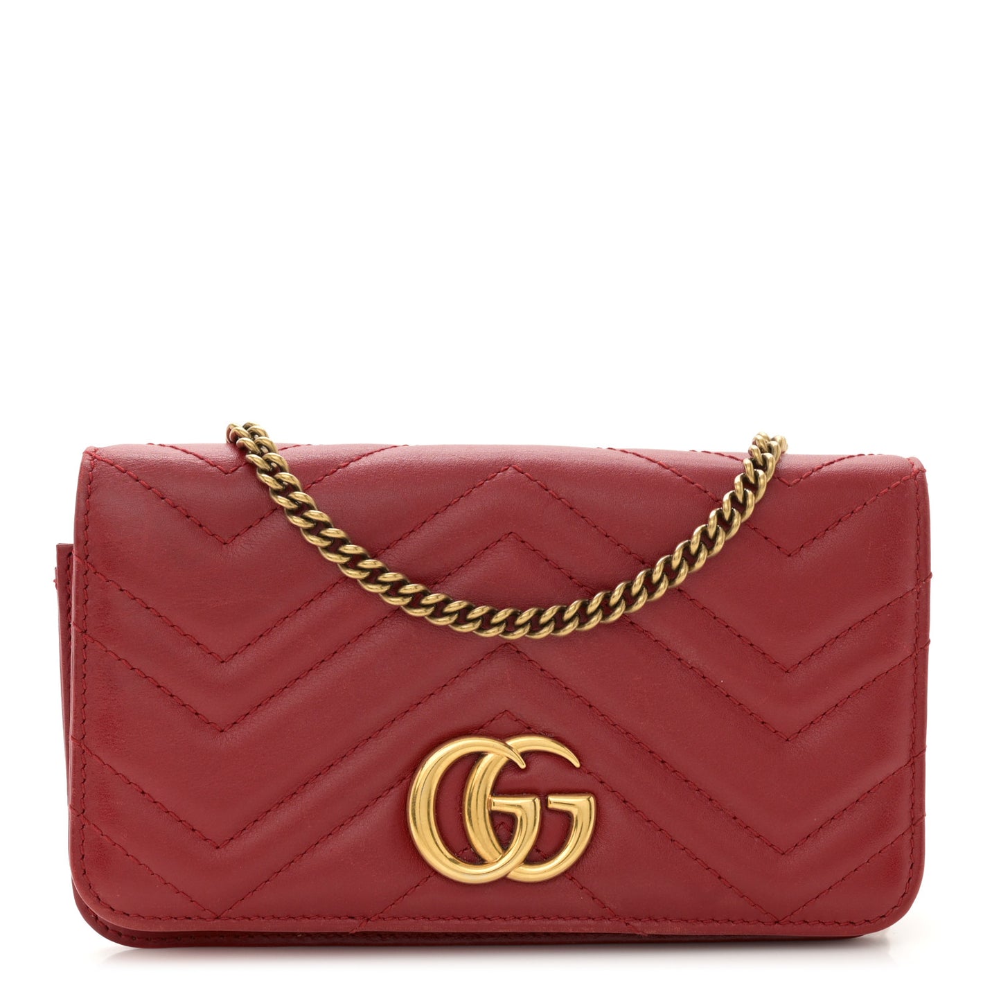 Calfskin Matelasse GG Marmont Mini Bag Hibiscus Red