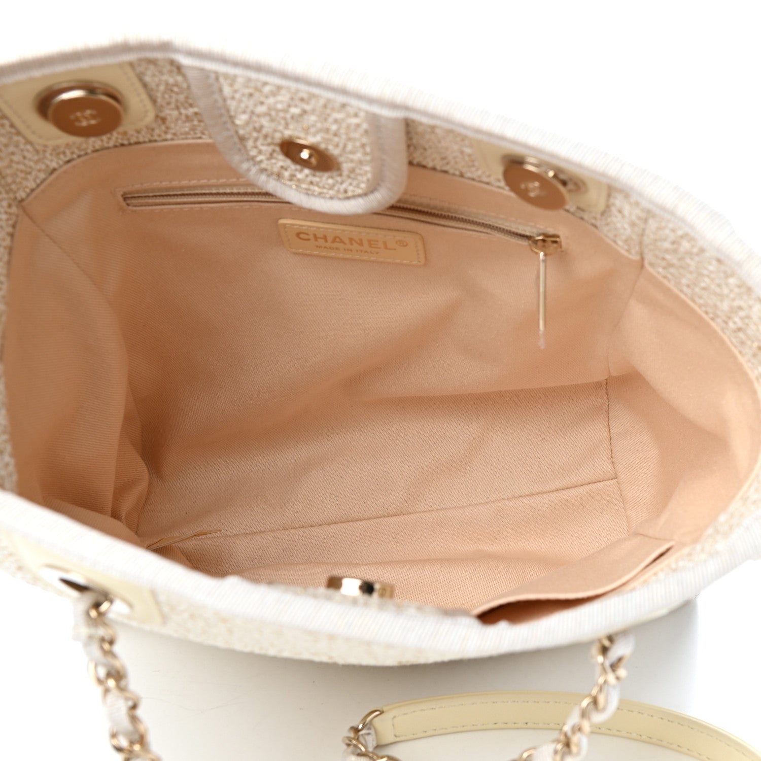 Chanel Lurex Boucle Mini Deauville Tote White 5 of 10