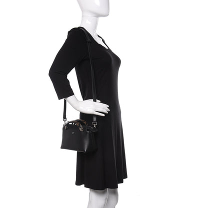 Fendi Vitello Dolce Bi-Color FF 1974 Embossed Mini By The Way Boston Bag Black Maya 2 of 11