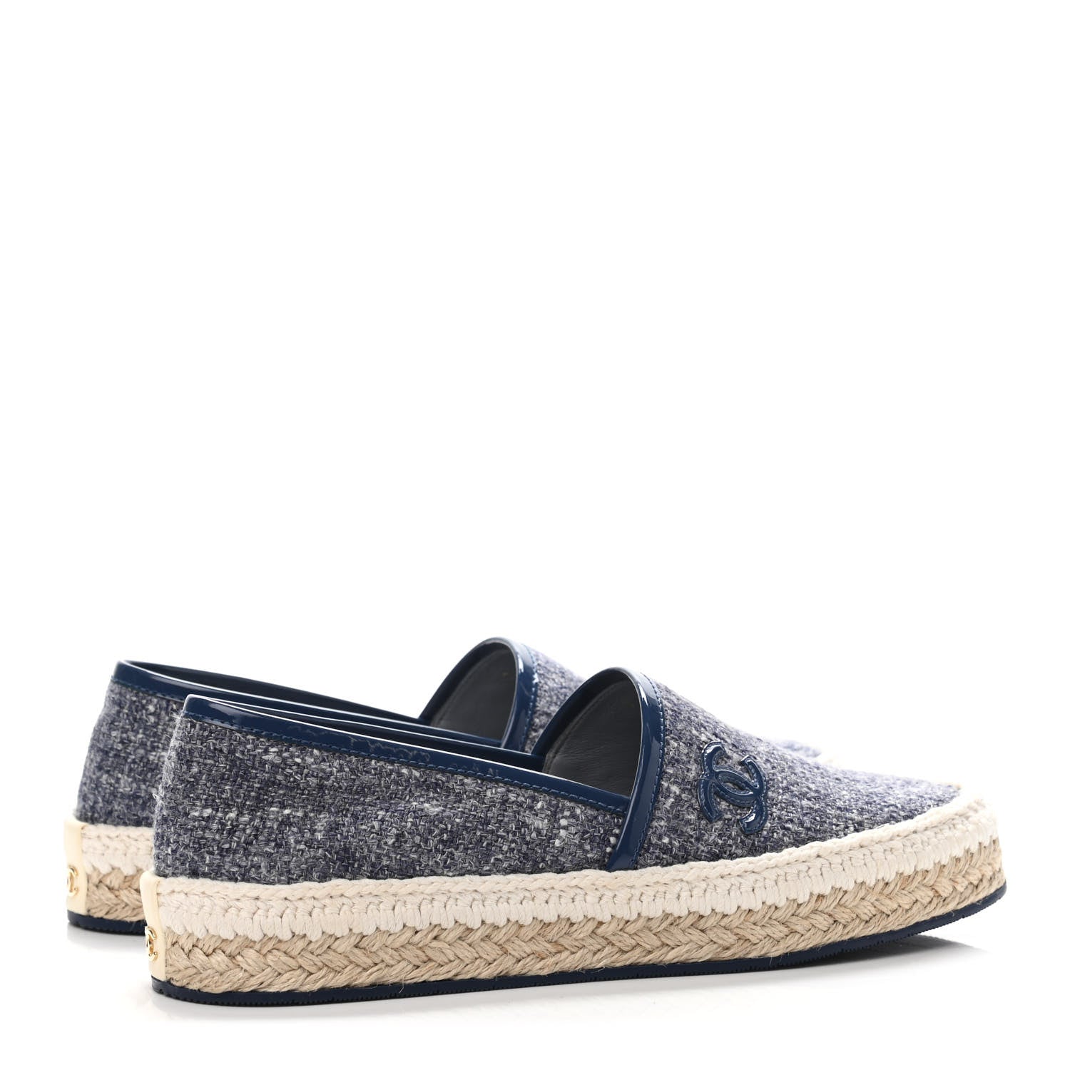 Chanel Fabric Patent Calfskin CC Espadrilles 35 Dark Grey 3 of 4