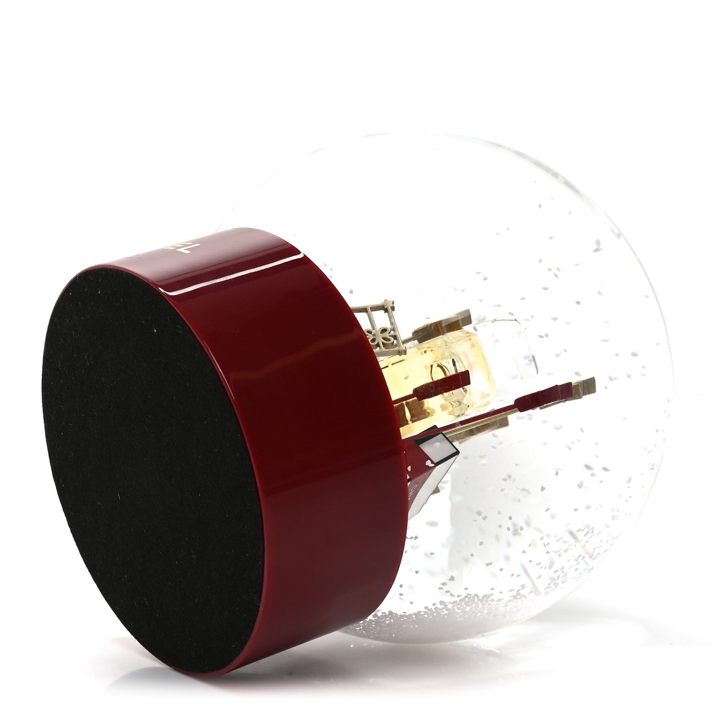 Glass N°5 Perfume Bottle Snow Globe Red