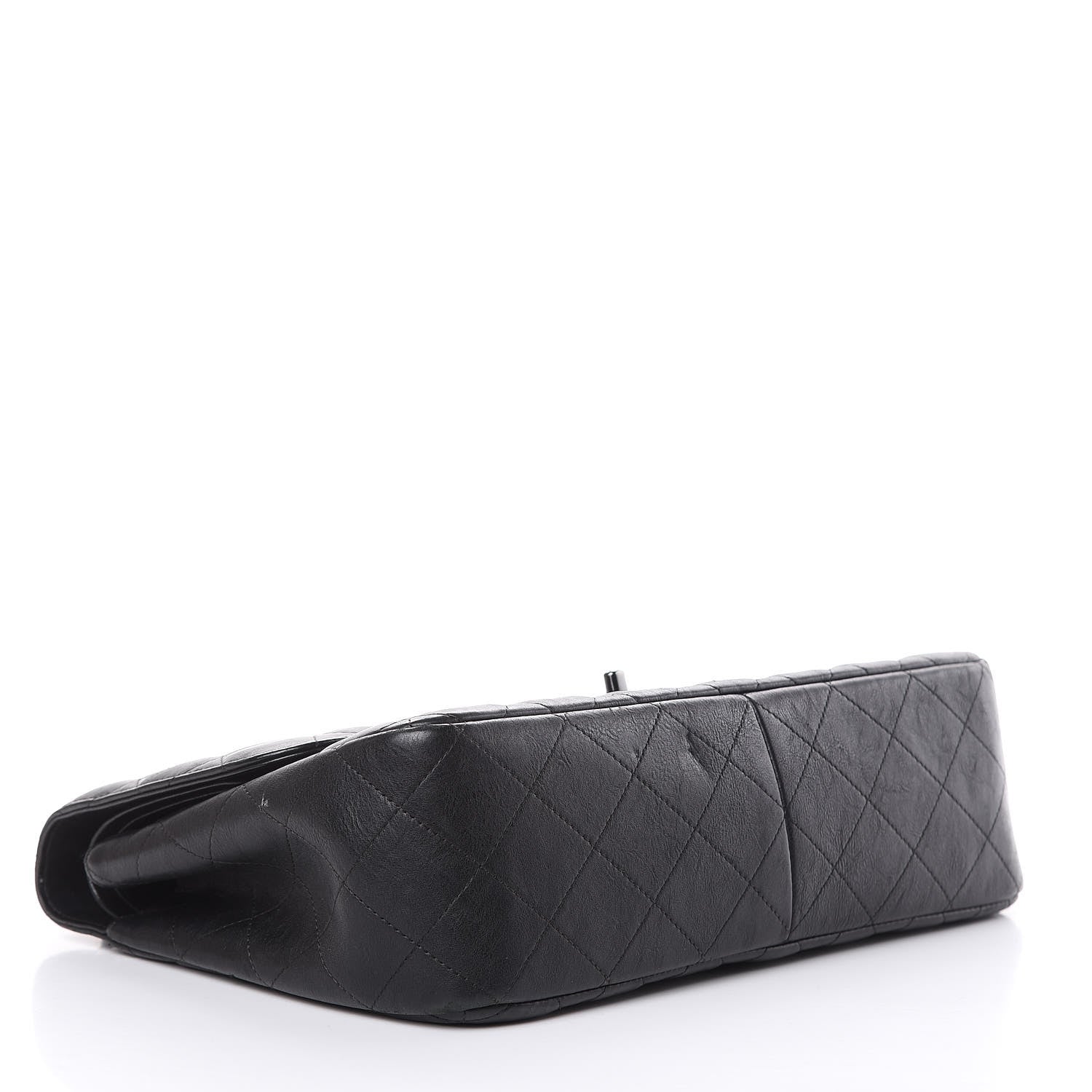 Chanel Crumpled Calfskin Quilted Jumbo Double Flap So Black 4 of 13