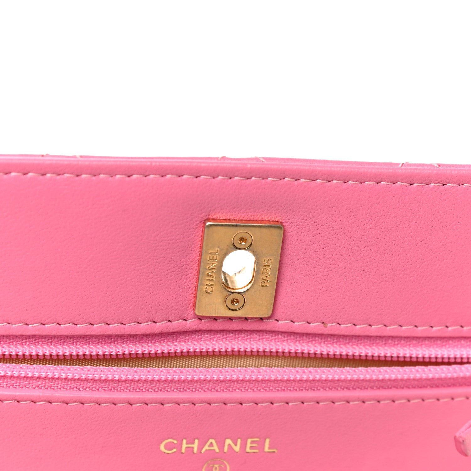Chanel Lambskin Quilted CC Pearl Crush Wallet on Chain WOC Pink 18 of 18