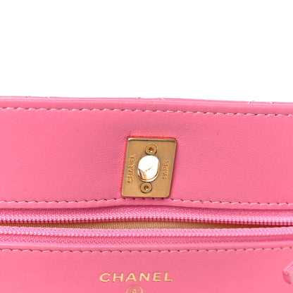 Chanel Lambskin Quilted CC Pearl Crush Wallet on Chain WOC Pink 18 of 18