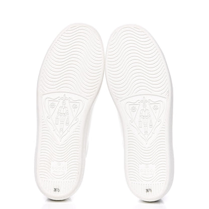 Gucci Calfskin Interlocking G Perforated Womens Ace Sneakers 36.5 White Grey Sky 5 of 9