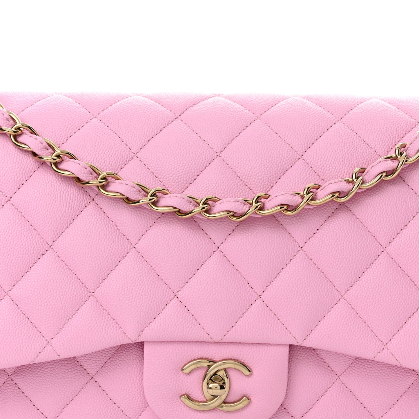 Caviar Quilted Jumbo Double Flap Pink