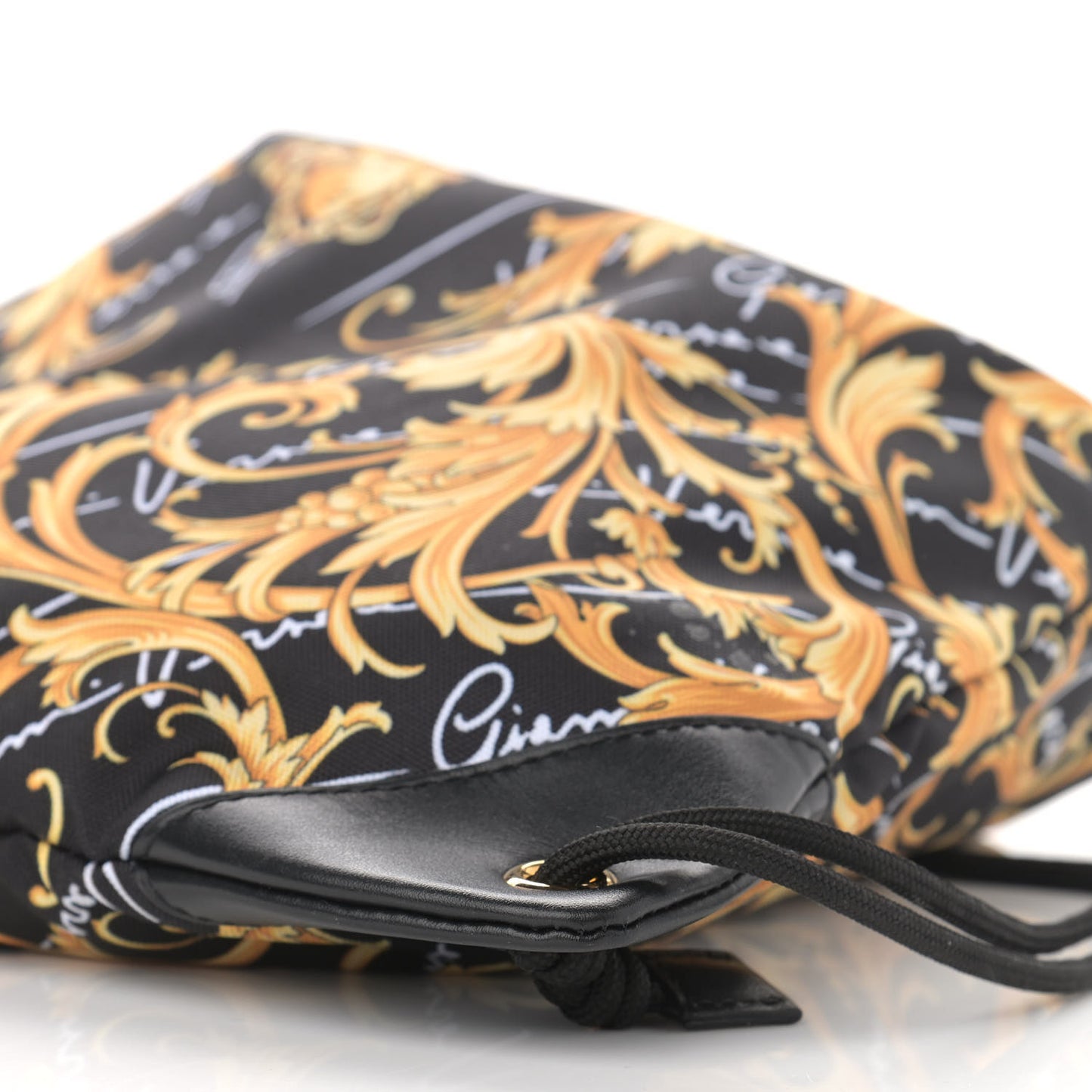 Nylon Barocco Signature Print Drawstring Backpack Black