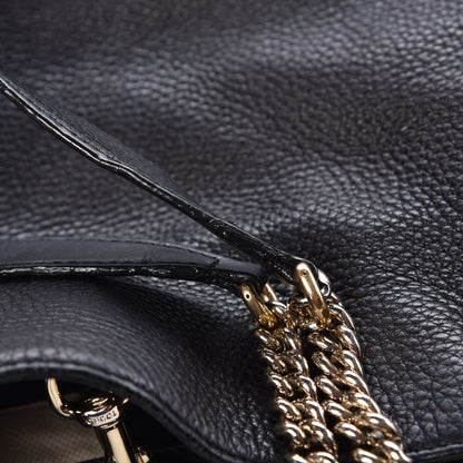 Gucci Pebbled Calfskin Medium Soho Chain Shoulder Bag Black 9 of 11